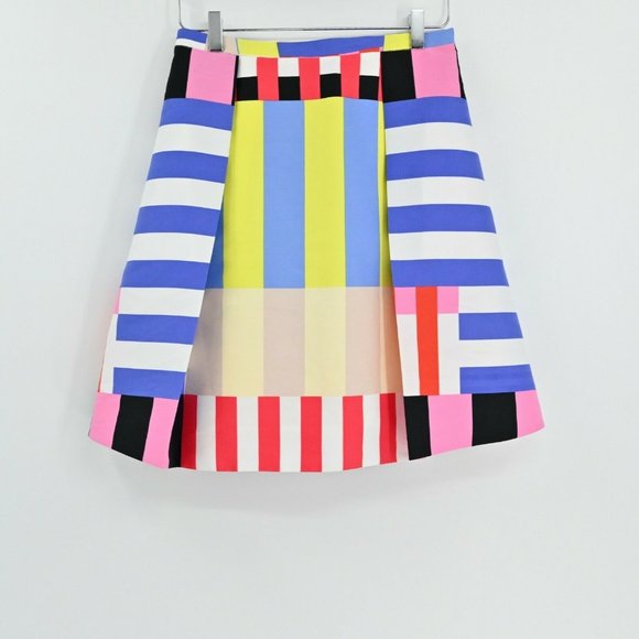 KATE SPADE Womens Sz 2 Go Fly A Kite Skirt Pink Black Blue Yellow Fit and Flare - Picture 2 of 10